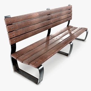 3D Wooden Bench Game ready model