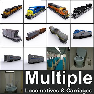 Train locomotives and carriages collections