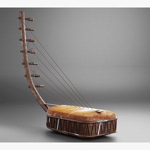 3D African Guitar Adungu music instrument