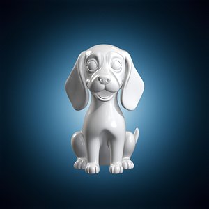 3D Cartoon Dog Sitting 3D Print Model