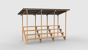 3D wooden bench 3D model