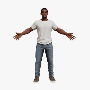 Black Man Casual Male NPC Rigged Mixamo Game Ready Character model