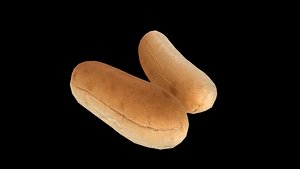 3D Hot Dog Bun AR VR PBR  Lowpoly with game ready model