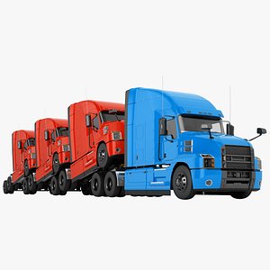 3D model Semi Truck Generic Towing 02