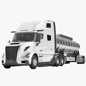 3D model Semi Truck Generic Fuel Tank Trailer 03