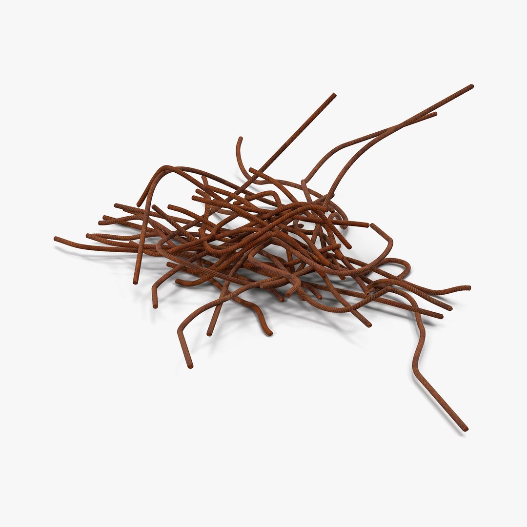Messy Pile of Rusty Rebar 3D model preview