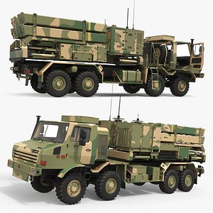 Tactical SAM Launcher Vehicle Green Camouflage 3D model