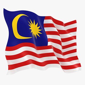 3D malaysia flag animation model
