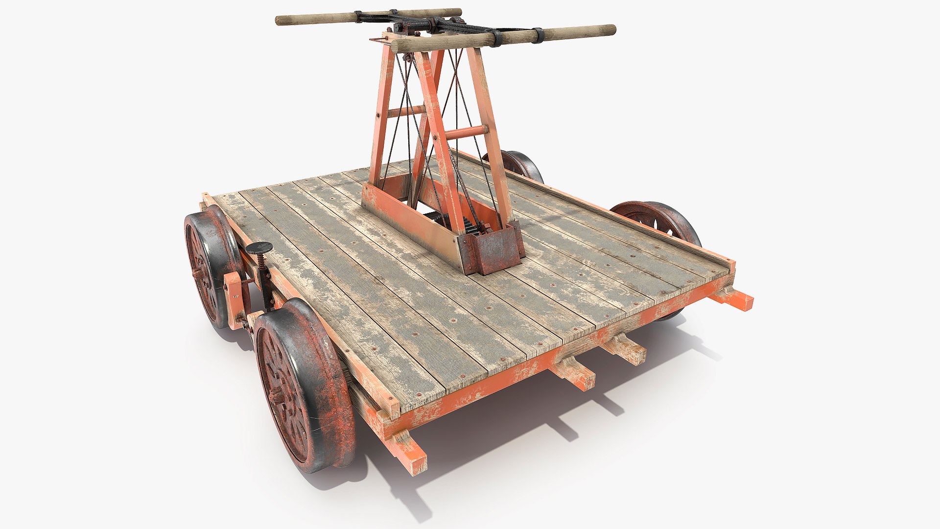 Vintage Railway Handcar 3D model preview