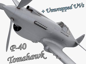 p 40 warhawk fighter 3d model