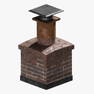 Large Industrial Brick Chimney 3D