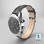 Chronometer Wrist Watch Leather Bracelet Black Dial