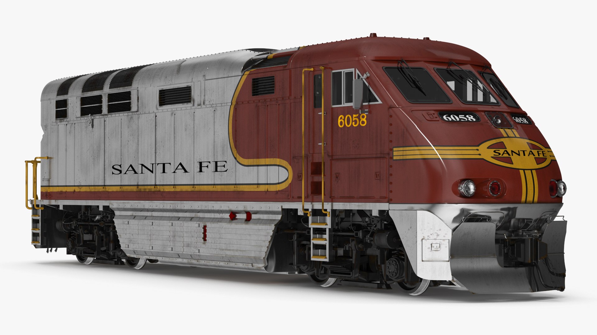 Santa Fe EMD F7 Diesel Locomotive 3D model preview