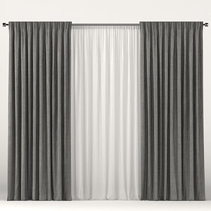 gray curtain tulle model