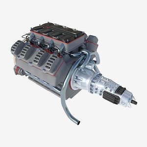 3D model 8 cylinder truck engine