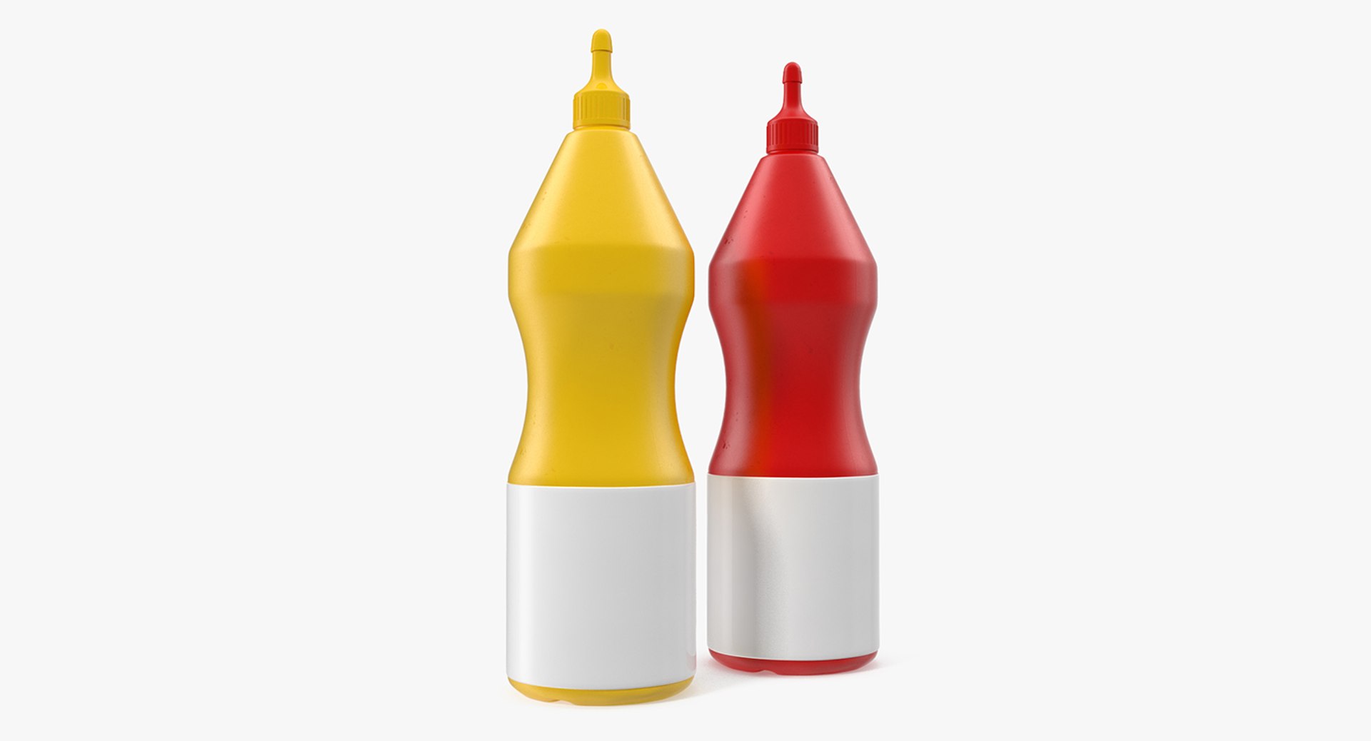 Ketchup and Mustard Plastic Bottles 3D model preview