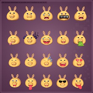 Cartoon Bunny Heads -- Smiley Pack