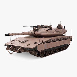 Dirty Israeli Tank Merkava 5 Beige 3D
