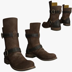 brown leather boots 3d model