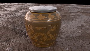 glazed water jar with dragon patterns