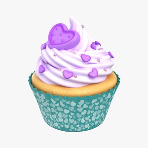 Cupcake Heart Purple