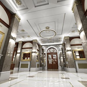 3d classic interior hallway model