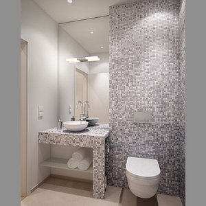 small bathroom toilet interior scene 3D model