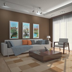 3d interior scene living room