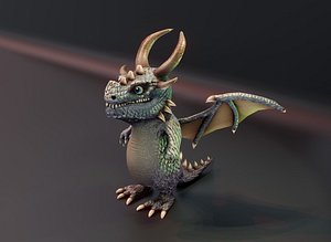 Cartoon Iron Dragon Rigged Low-poly 3D Model model