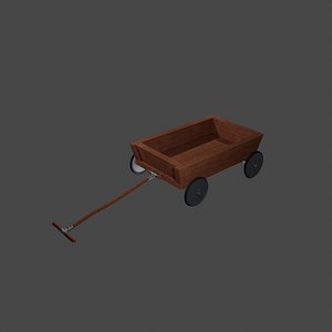 Little Wooden Wagon with Pins and Screws 3D model