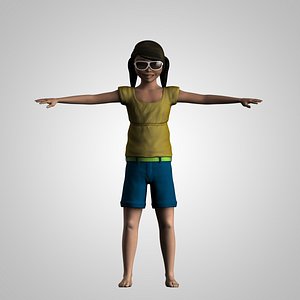 3d model girl rigged
