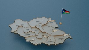 South Sudan detailed Map with Animated Flag