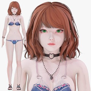 3D Bikini clothes 0028 - Rig - Unreal - Unity - Blender - Animated - Realistic Female Character