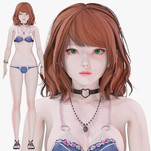 Bikini clothes 0028 - Rig - Unreal - Unity - Blender - Animated - Realistic Female Character
