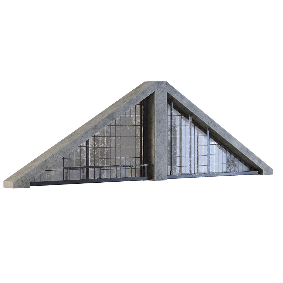 Factory Front Wall Triangle With Windows 3D - TurboSquid 2255556