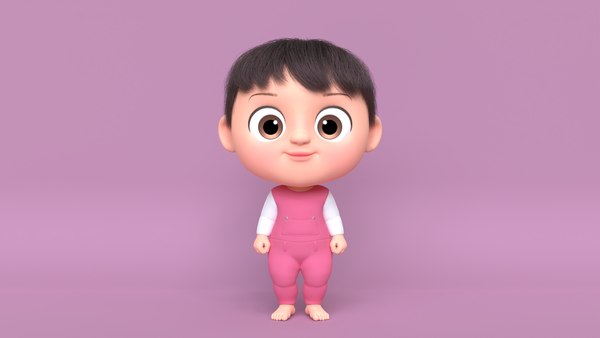 3D Pink Cartoon Baby Character