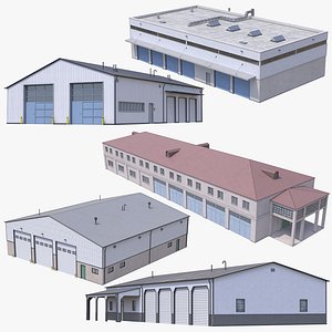 3D model 5 Industrial Buildings Collection