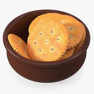 3D Round Crackers in Bowl model