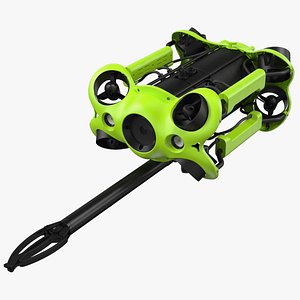 Professional Underwater Drone with Robotic Arm Rigged 3D model