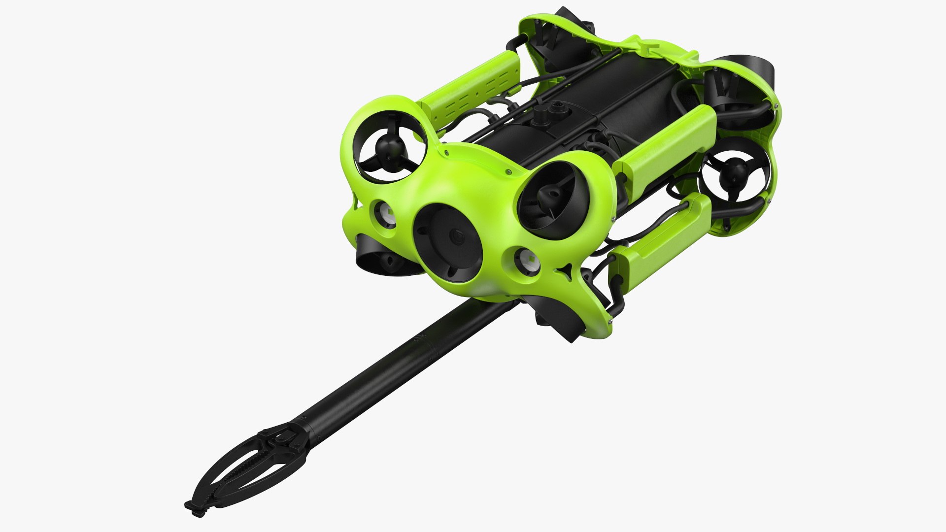 Professional Underwater Drone with Robotic Arm Rigged 3D model preview