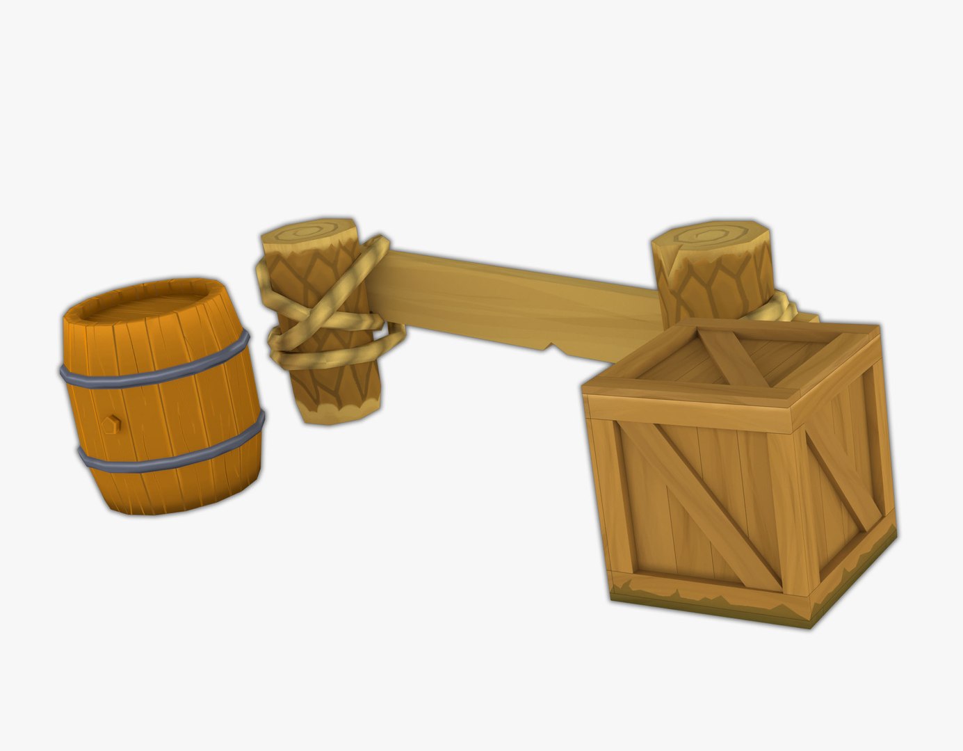 D Low Poly Wooden Model Turbosquid