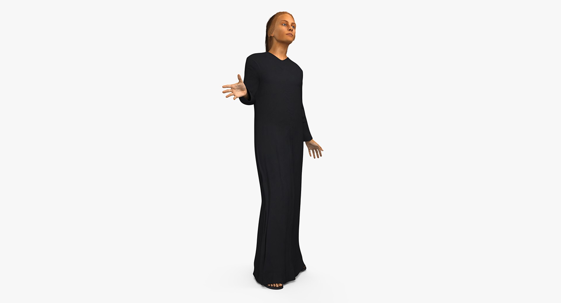Arabian Woman in Black Abaya 2 Rigged 3D Model 3D model preview
