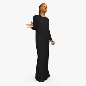 Arabian Woman in Black Abaya 2 Rigged 3D Model