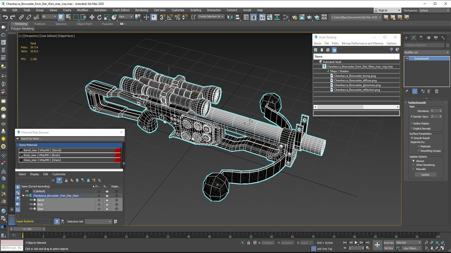 Chewbacca Bowcaster from Star Wars 3D model https://p.turbosquid.com/ts-thumb/va/sy3H9O/UY/chewbaccabowcasterfromstarwarsvray3dmodel025/jpg/1729721715/1920x1080/fit_q87/1bece62b9f33f27348574dd61454a9d525a7d260/chewbaccabowcasterfromstarwarsvray3dmodel025.jpg