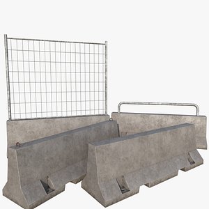 3D Concrete Barrier Set