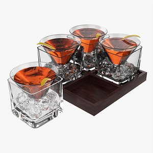 3D Cocktails on stand with lemon model