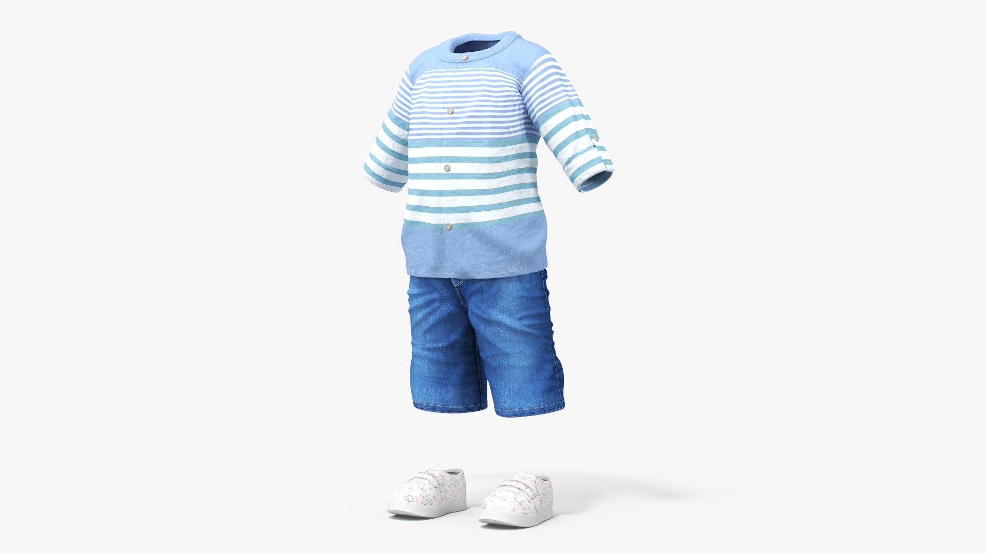 Summer Clothes for Walking One Year Old Baby 3D model preview
