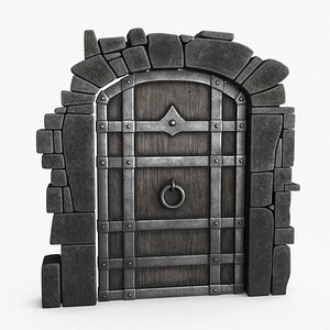 3D Old Wood Door v4 model