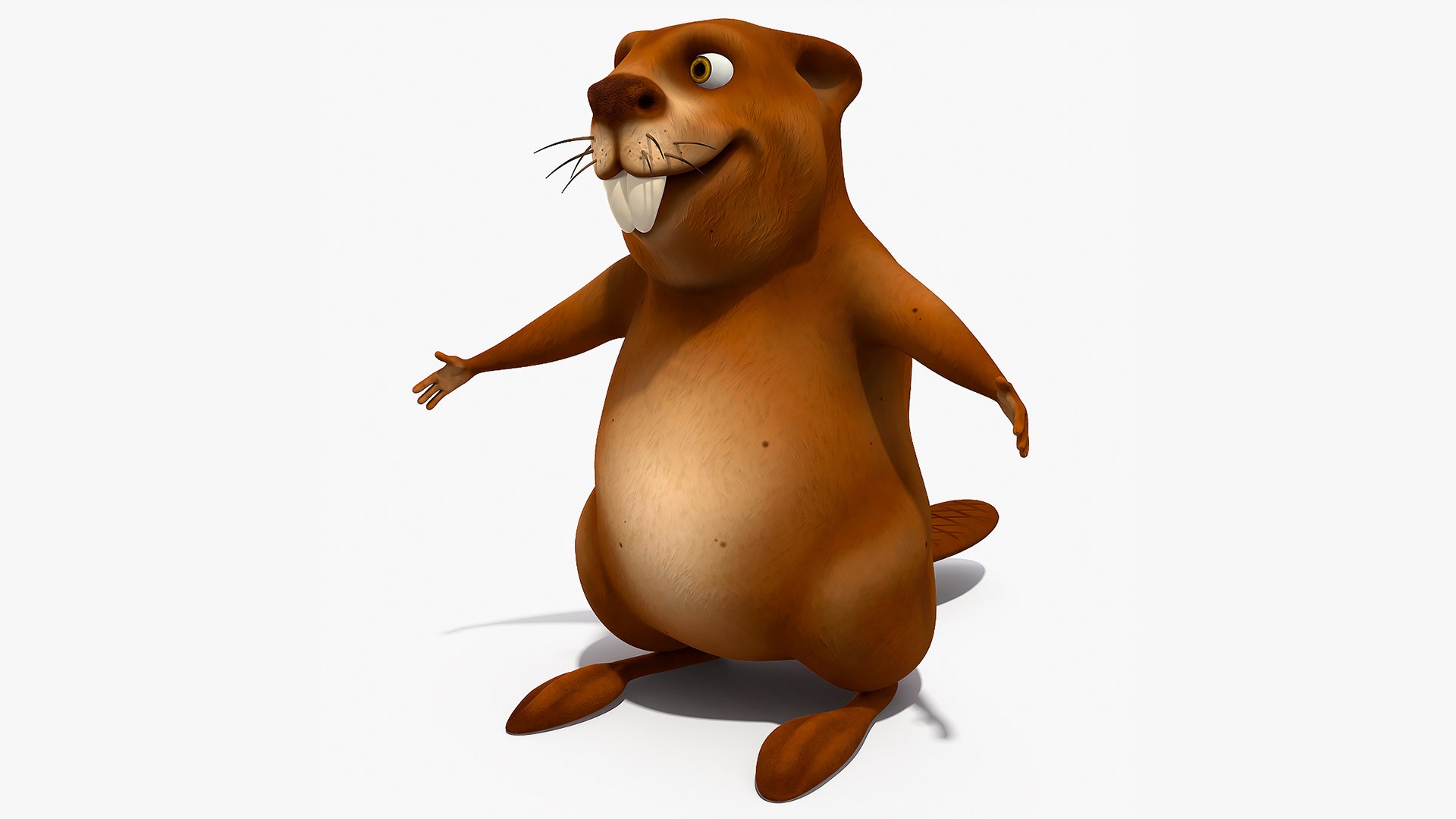Cartoon Beaver Neutral Pose 3D model preview
