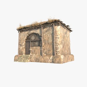 Asian ancient architecture small and short houses 3D model